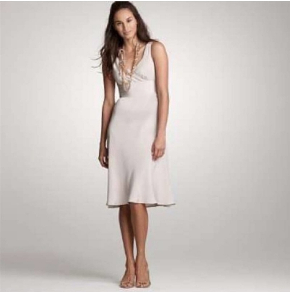 J CREW Sofia Silk Dove Gray/silver Midi Wedding Dress, Sz 10
